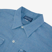 Image showing the IHSH-388-BLU - 4oz Short Sleeved Summer Shirt - Blue which is a Shirts described by the following info SS24 and sold on the IRON HEART GERMANY online store