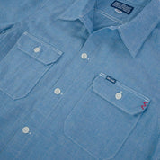 Image showing the IHSH-388-BLU - 4oz Short Sleeved Summer Shirt - Blue which is a Shirts described by the following info SS24 and sold on the IRON HEART GERMANY online store