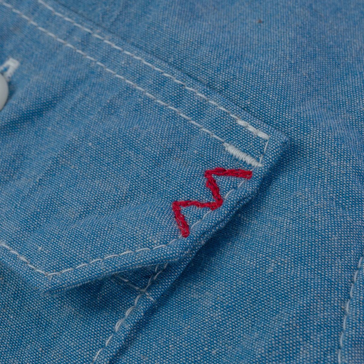 Image showing the IHSH-388-BLU - 4oz Short Sleeved Summer Shirt - Blue which is a Shirts described by the following info SS24 and sold on the IRON HEART GERMANY online store