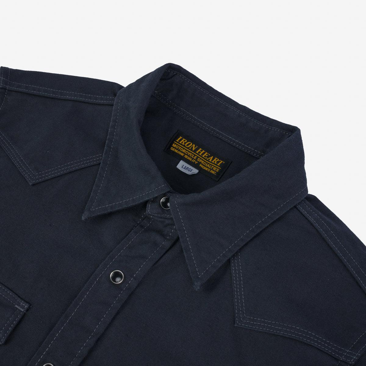Image showing the IHSH-381-BLK - 9oz Military Serge CPO Shirt - Black which is a Shirts described by the following info SS24 and sold on the IRON HEART GERMANY online store