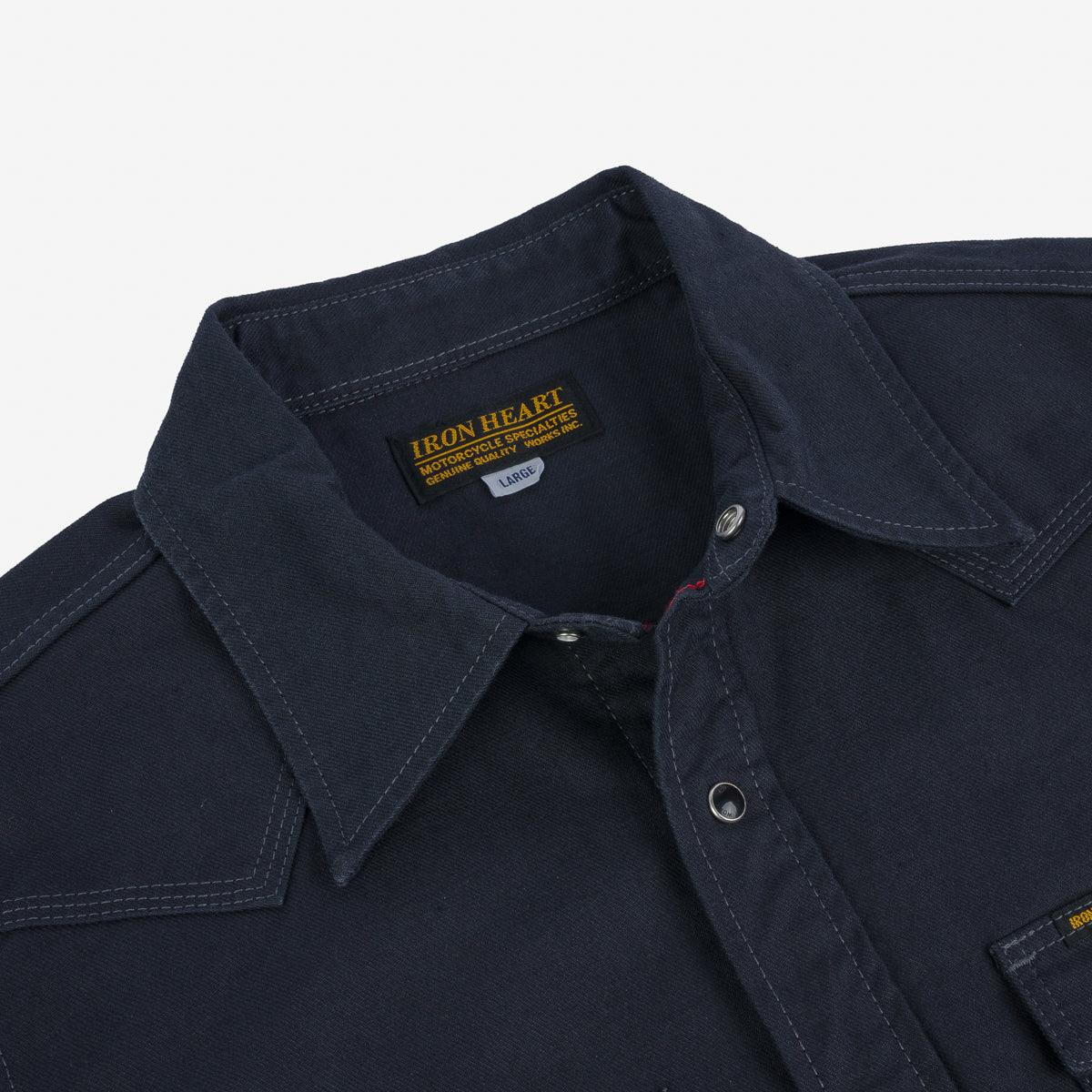 Image showing the IHSH-381-BLK - 9oz Military Serge CPO Shirt - Black which is a Shirts described by the following info SS24 and sold on the IRON HEART GERMANY online store