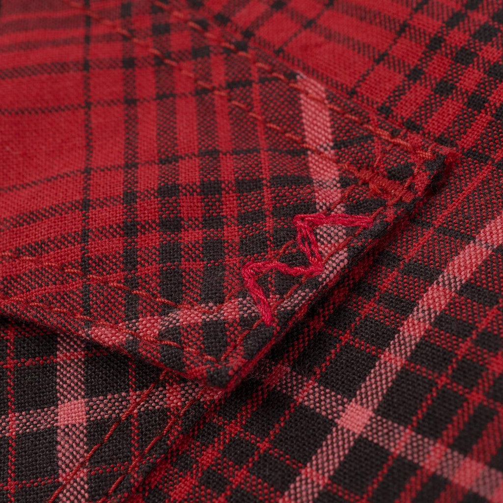 Image showing the IHSH-386-RED - 5oz Selvedge Short Sleeved Western Shirt - Red Vintage Check which is a Shirts described by the following info SS24 and sold on the IRON HEART GERMANY online store