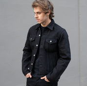 IH-526-SBG - 21oz Selvedge Denim Type III Jacket - Superblack (Fades To Grey)