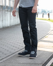 IH-777S-SB - 21oz Selvedge Denim Slim Tapered Cut Jeans - Superblack Non-Fade