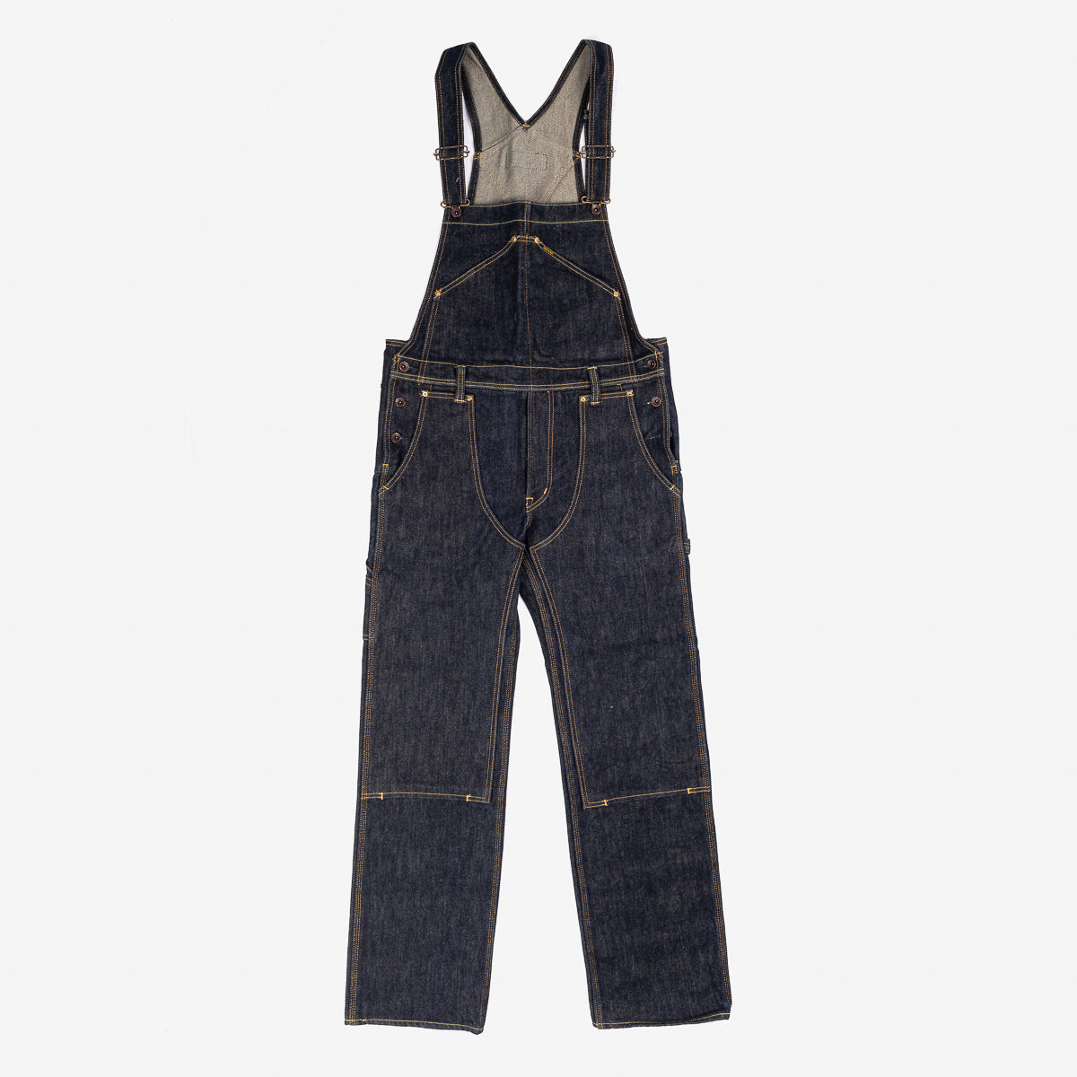 IH-805-IND - 21oz Selvedge Denim Double Knee Overalls - Indigo