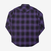 IHSH-264-PUR - Ultra Heavy Flannel Ombré Check Western Shirt - Purple/Black