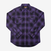 IHSH-264-PUR - Ultra Heavy Flannel Ombré Check Western Shirt - Purple/Black