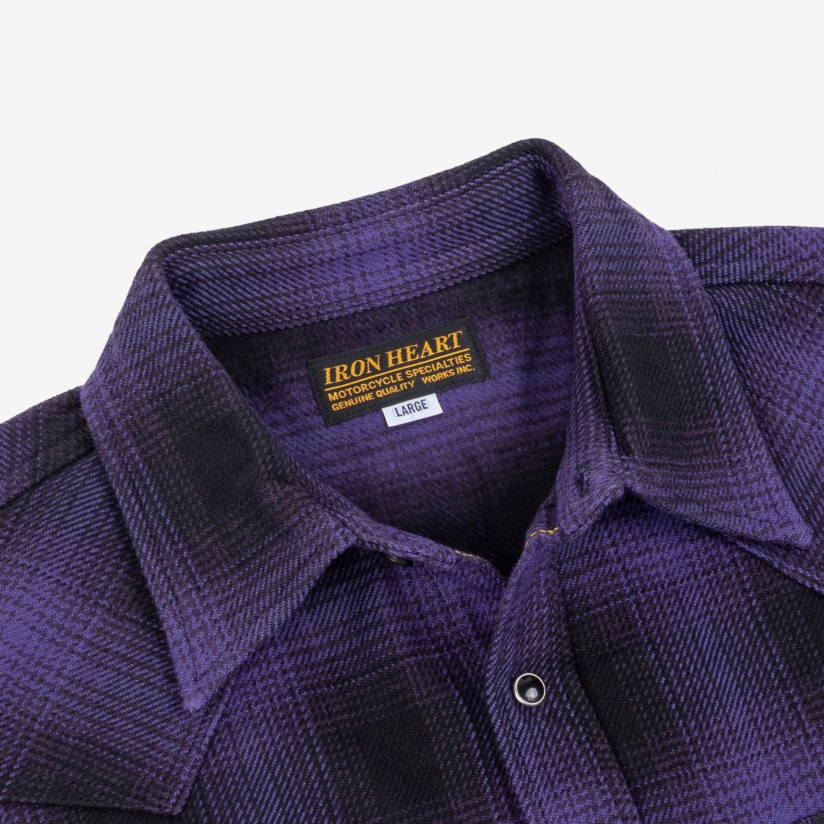 IHSH-264-PUR - Ultra Heavy Flannel Ombré Check Western Shirt - Purple/Black