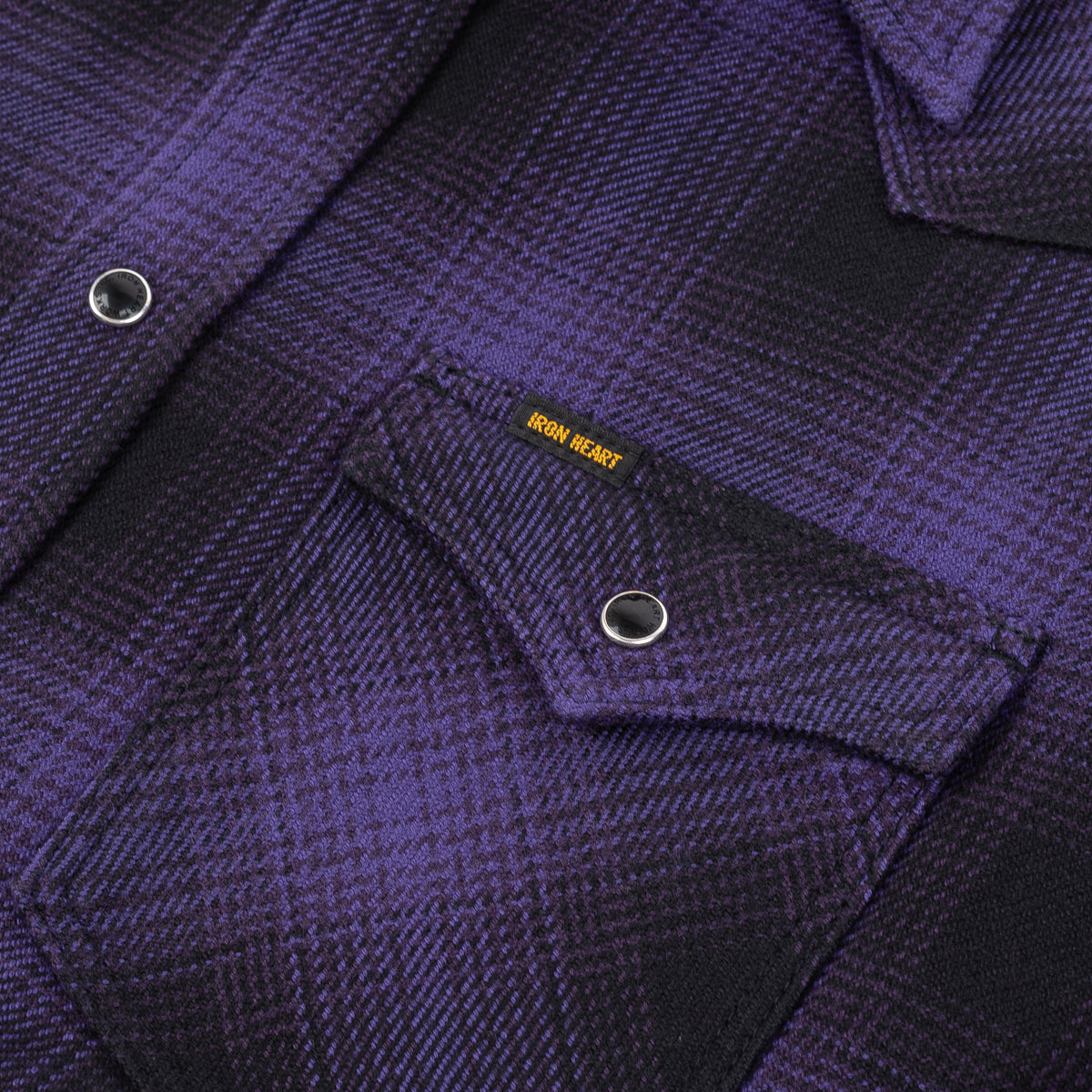 IHSH-264-PUR - Ultra Heavy Flannel Ombré Check Western Shirt - Purple/Black