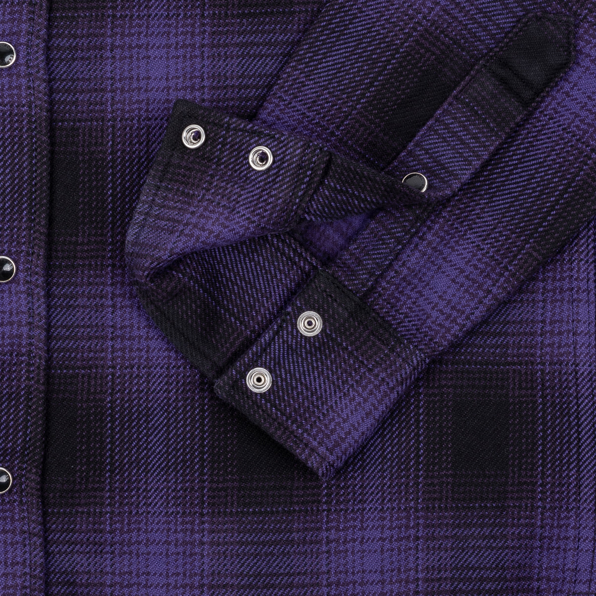 IHSH-264-PUR - Ultra Heavy Flannel Ombré Check Western Shirt - Purple/Black