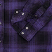 IHSH-264-PUR - Ultra Heavy Flannel Ombré Check Western Shirt - Purple/Black