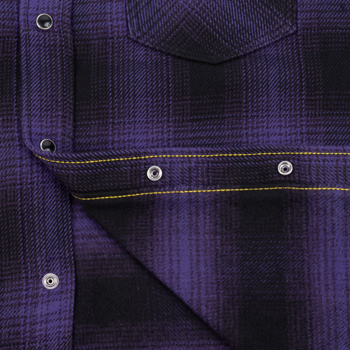 IHSH-264-PUR - Ultra Heavy Flannel Ombré Check Western Shirt - Purple/Black