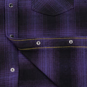 IHSH-264-PUR - Ultra Heavy Flannel Ombré Check Western Shirt - Purple/Black