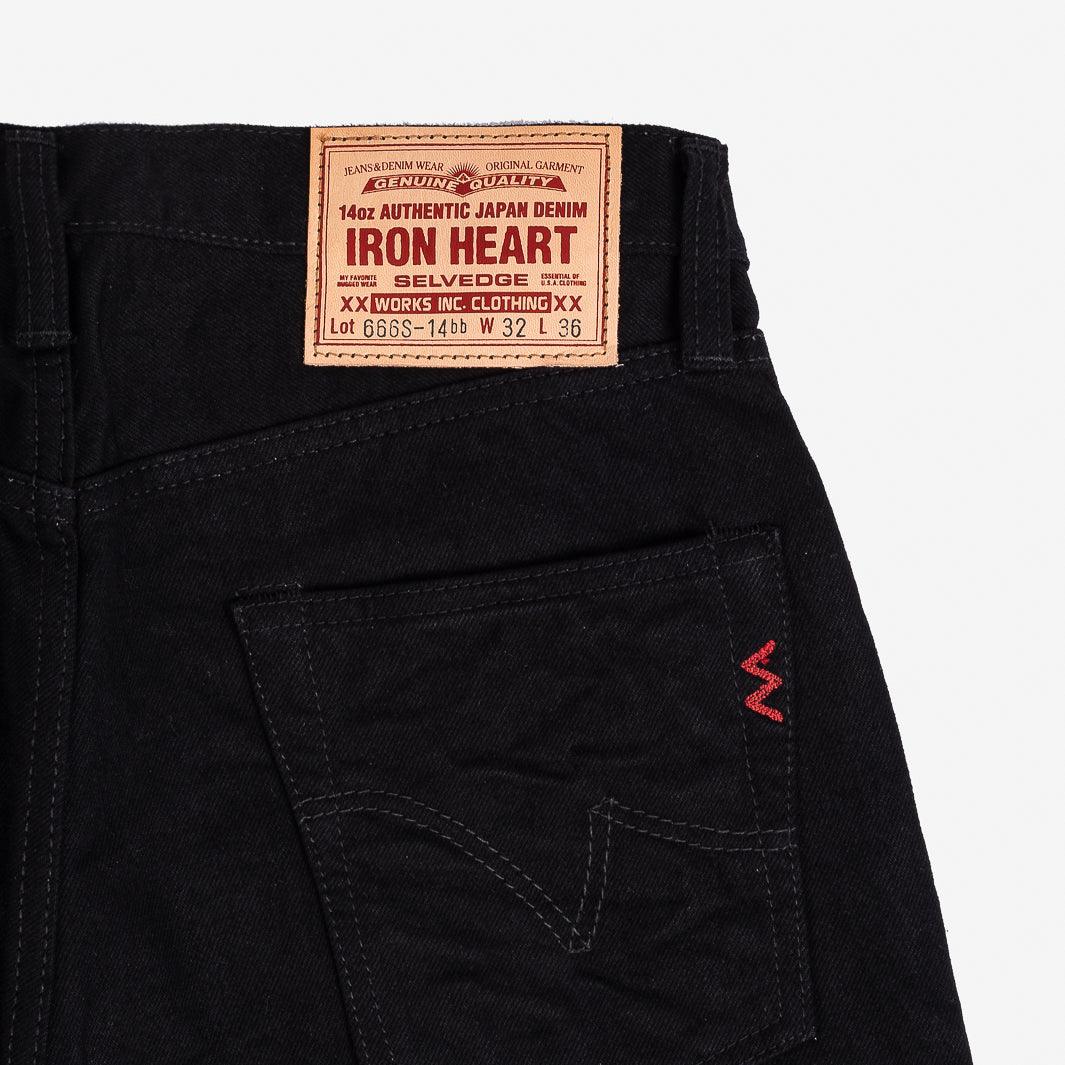 IH-666S-142BB - 14oz Selvedge Denim Slim Straight Cut Jeans - Black/Black
