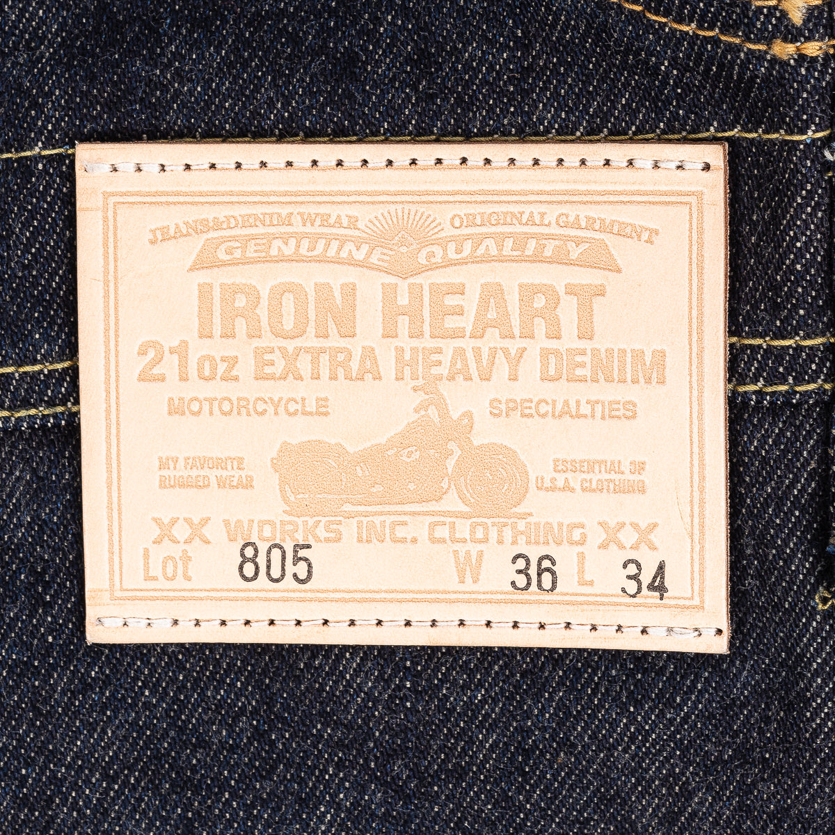 IH-805-IND - 21oz Selvedge Denim Double Knee Overalls - Indigo