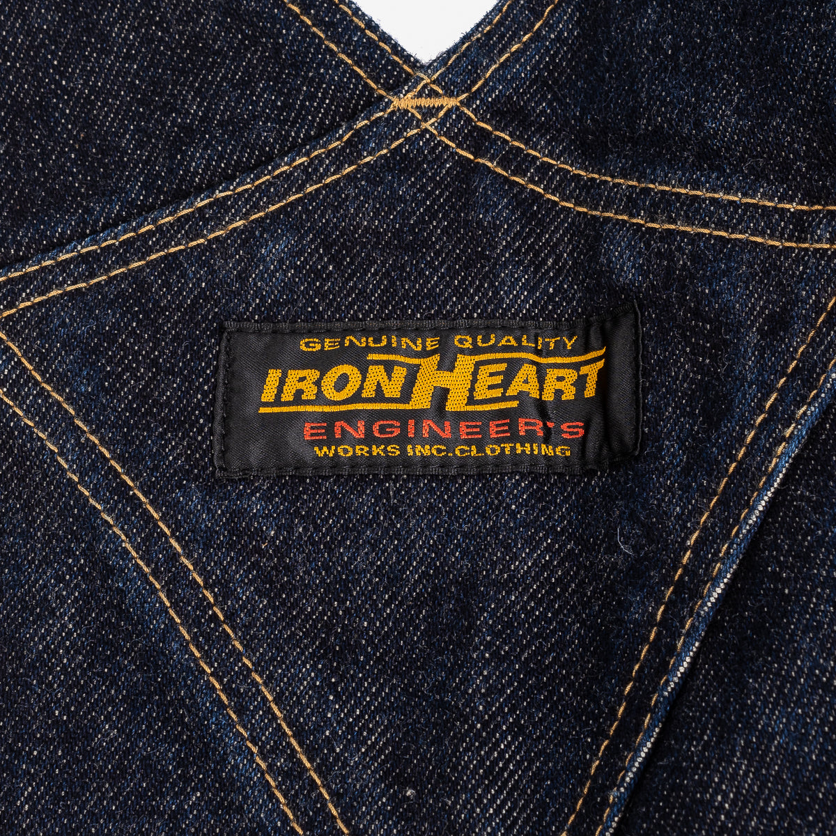 IH-805-IND - 21oz Selvedge Denim Double Knee Overalls - Indigo