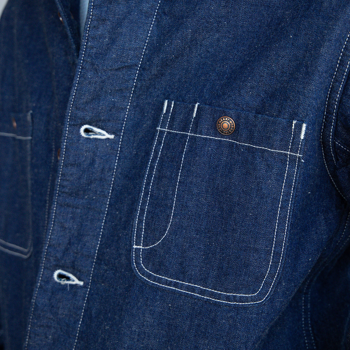 IHJ-149-IND - 10oz Selvedge Denim Blanket Lined Chore Jacket - Indigo
