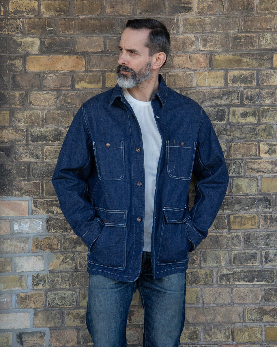 IHJ-149-IND - 10oz Selvedge Denim Blanket Lined Chore Jacket - Indigo