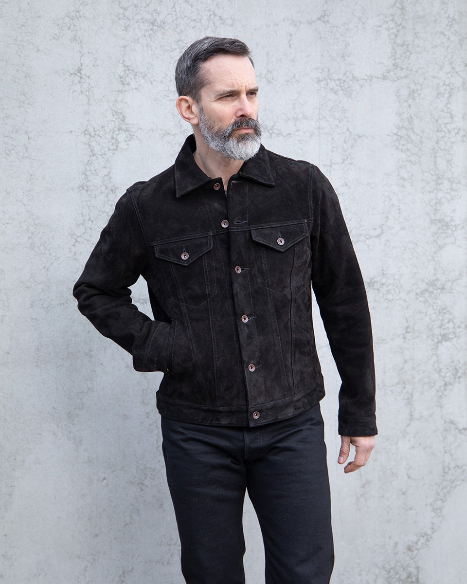 IHJ-155-BLK - FW25 - Horsehide Suede Modified Type III Jacket - Black