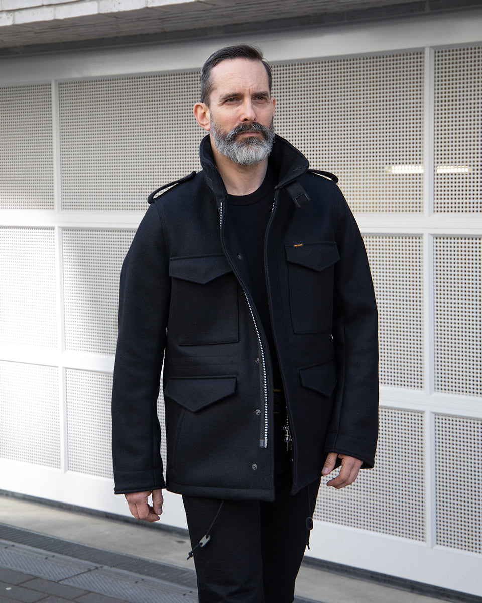IHM-49-BLK- FW25 - 21oz Melton Wool M65 Field Jacket - Black
