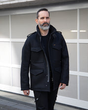 IHM-49-BLK- FW25 - 21oz Melton Wool M65 Field Jacket - Black