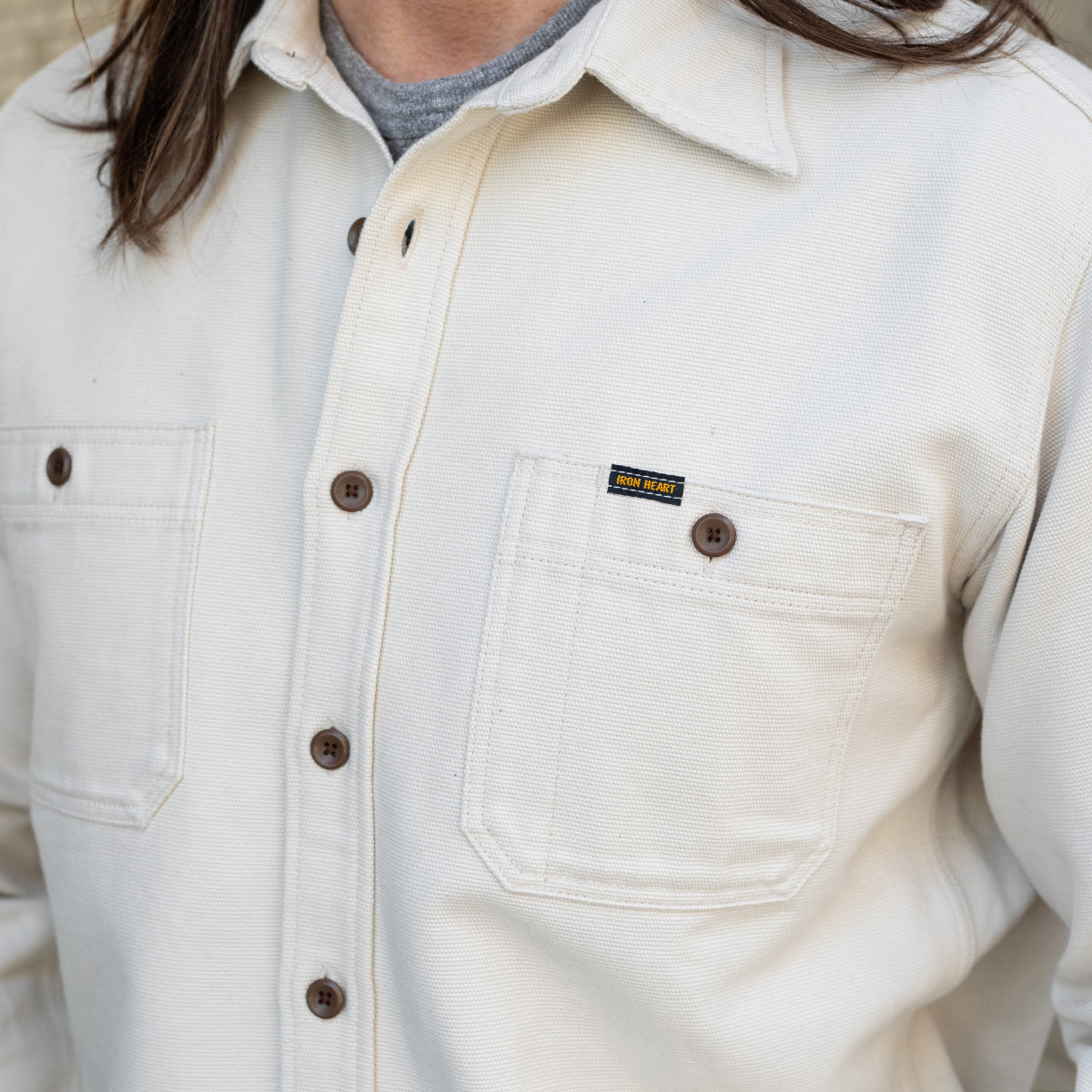 IHSH-423-IVO - 13oz Oxford Cloth Work Overshirt - Ivory
