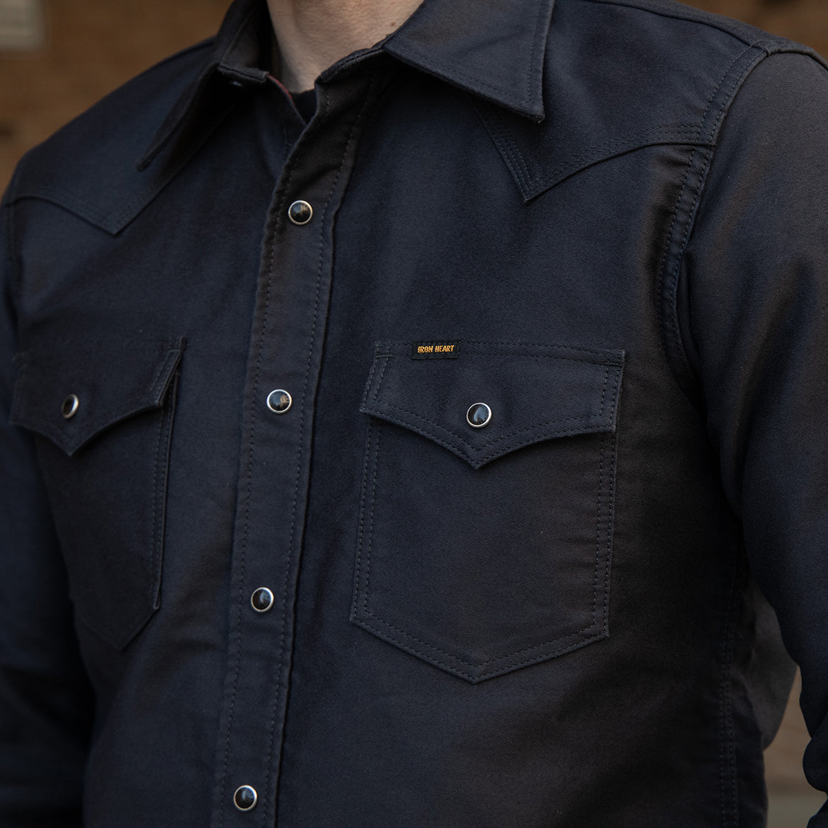 IHSH-426-BLK - 12oz Military Moleskin Western Shirt - Black