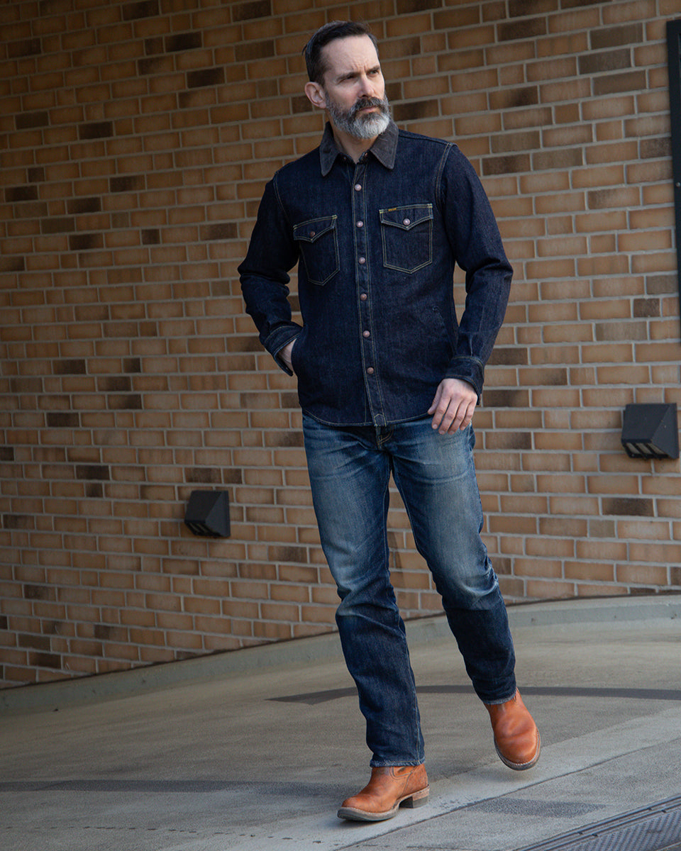 IHSH-427-IND - 16oz Vintage Selvedge Denim CPO Shirt - Indigo