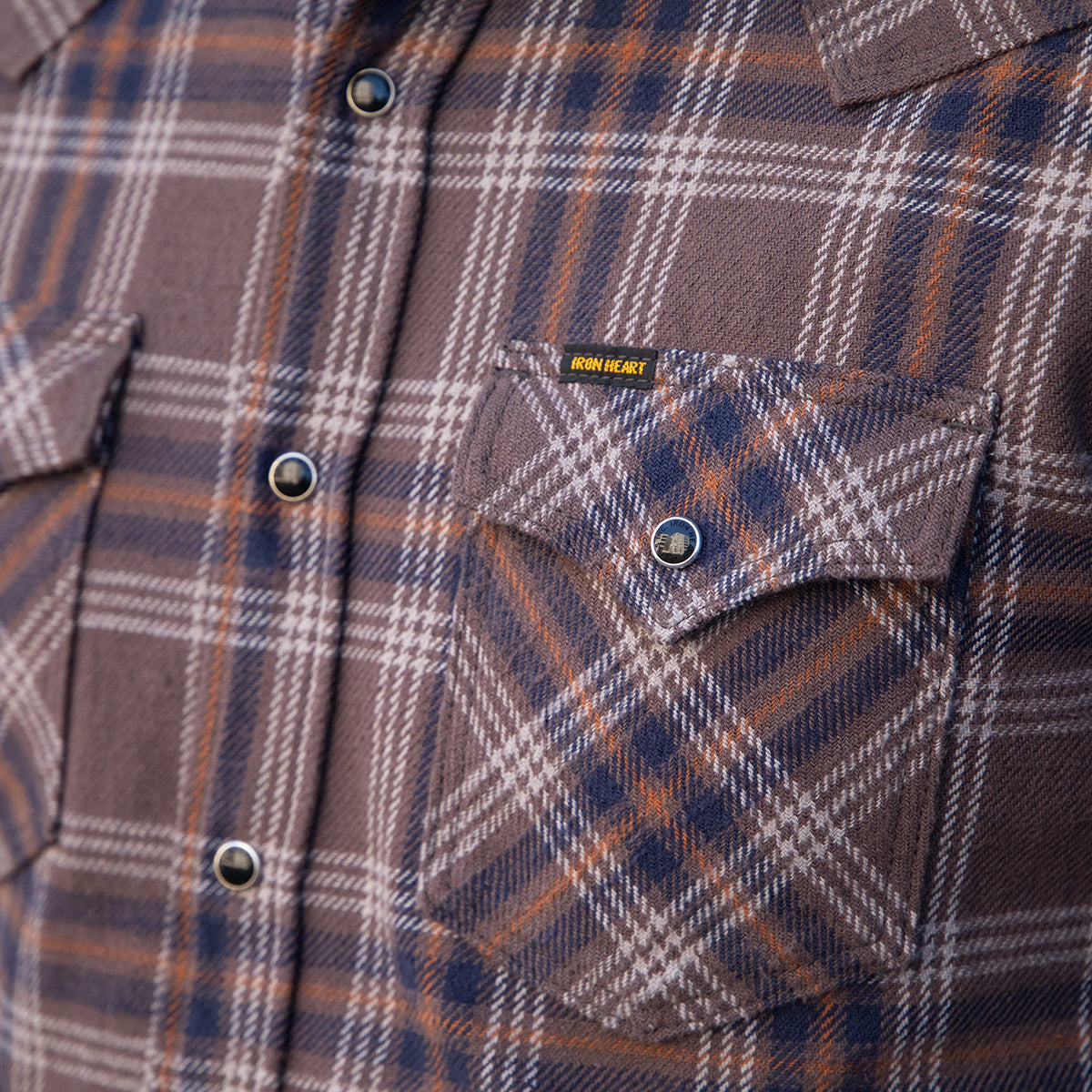 IHSH-431-BRN - FW25 - Slubby Heavy Flannel Check Western Shirt - Brown