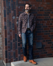 IHSH-431-BRN - FW25 - Slubby Heavy Flannel Check Western Shirt - Brown