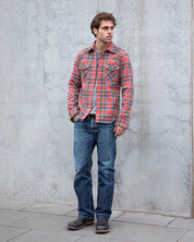 IHSH-436-RED - FW25 - Ultra Heavy Flannel American Check Western Shirt - Red