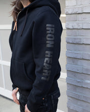 IHSW-80L-BLK - Printed 14oz Ultra Heavyweight Loopwheel Cotton Zippered Hoodie - Black