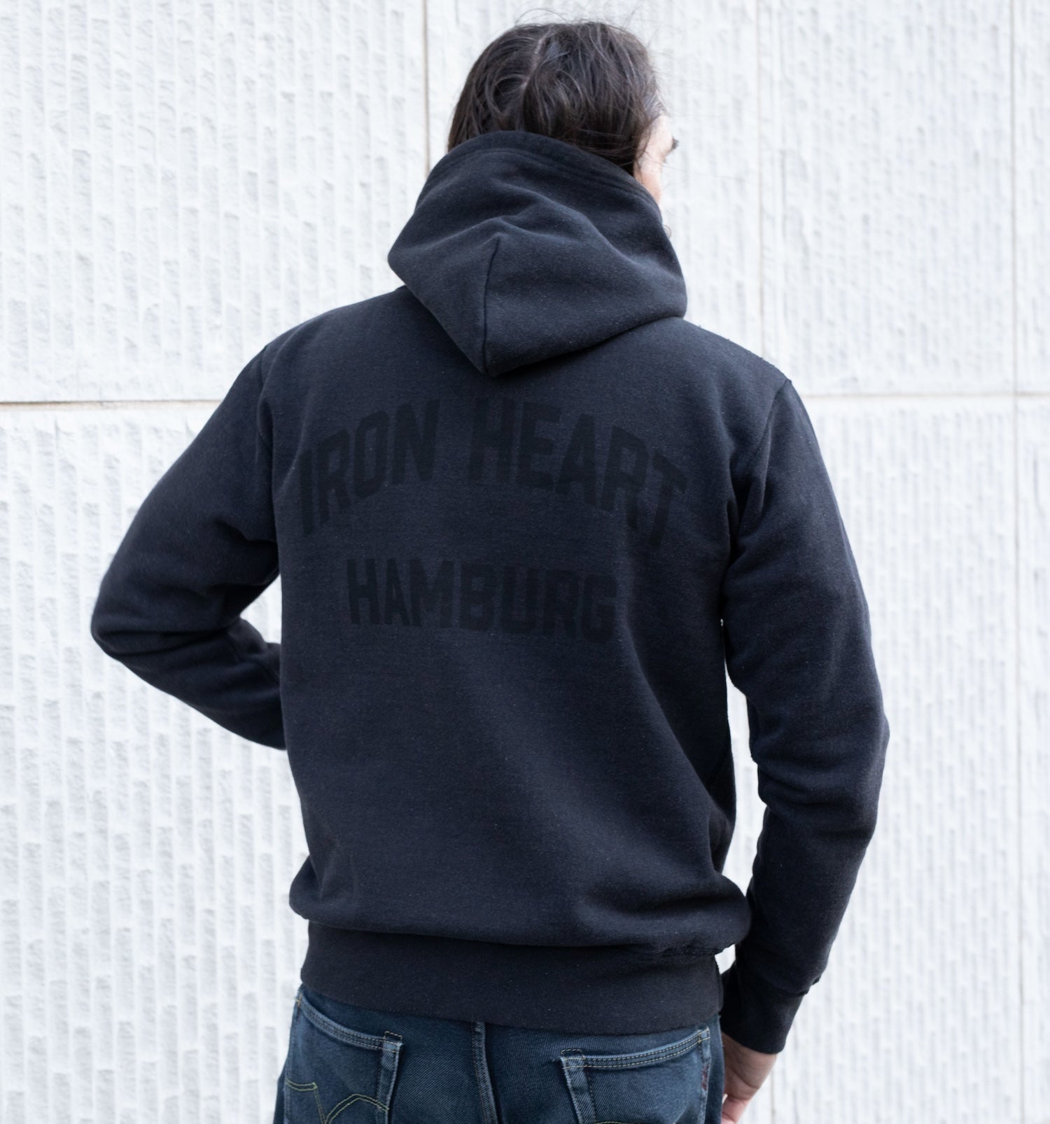 IHSW-HAM-BLK - 14oz Ultra Heavyweight Loopwheel Cotton Hoodie (Collaboration) - Vintage Black