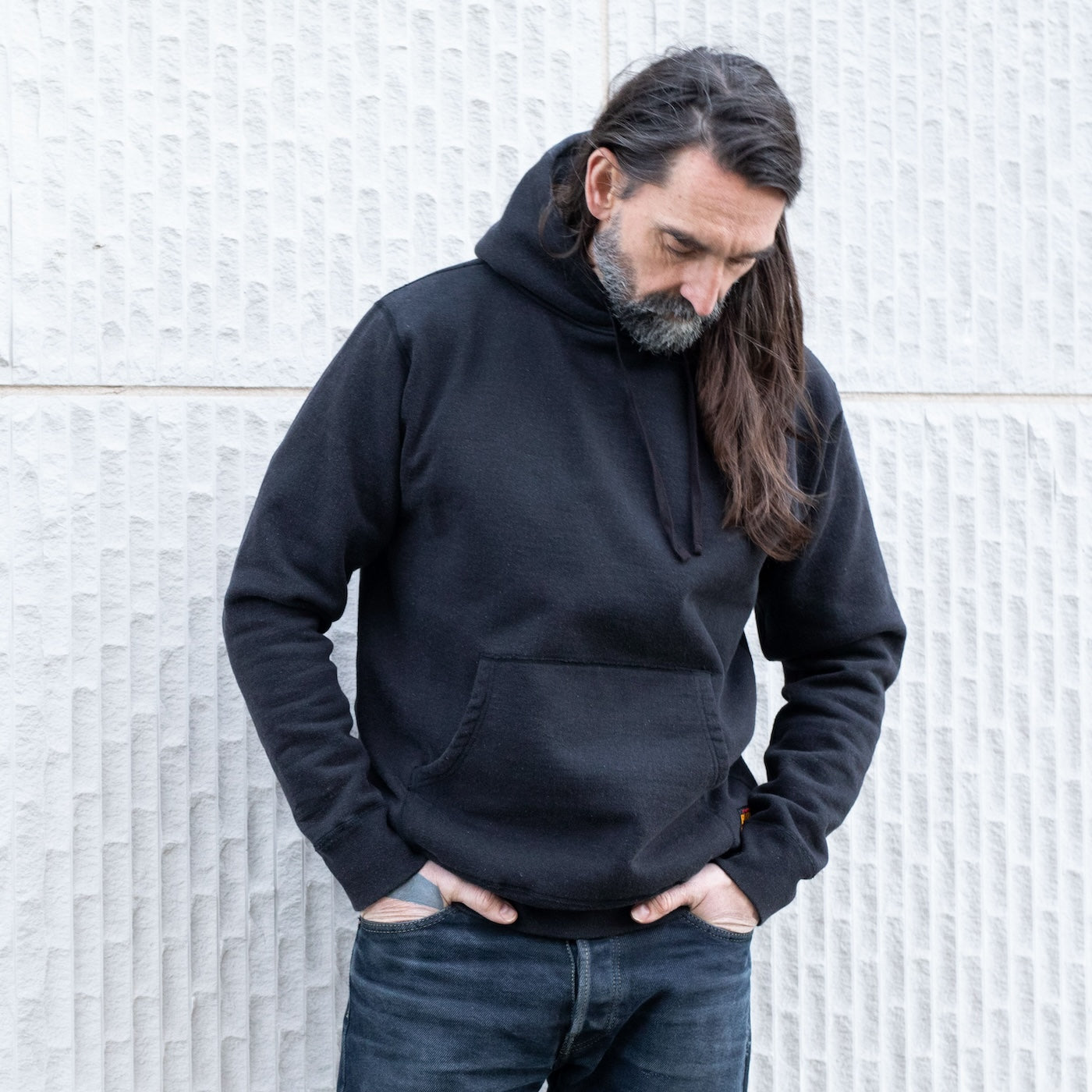 IHSW-HAM-BLK - 14oz Ultra Heavyweight Loopwheel Cotton Hoodie (Collaboration) - Vintage Black