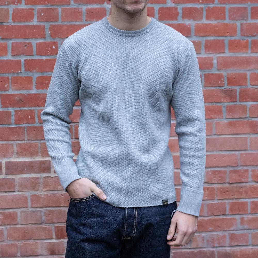 IHTL-1700-GRY - Cotton Knit Crew Neck L/S Thermal Sweater - Grey