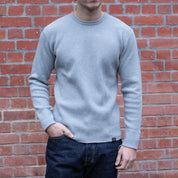 IHTL-1700-GRY - Cotton Knit Crew Neck L/S Thermal Sweater - Grey