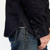 IHSH-295-IB - 14oz Selvedge Denim Western Shirt - Indigo/Black