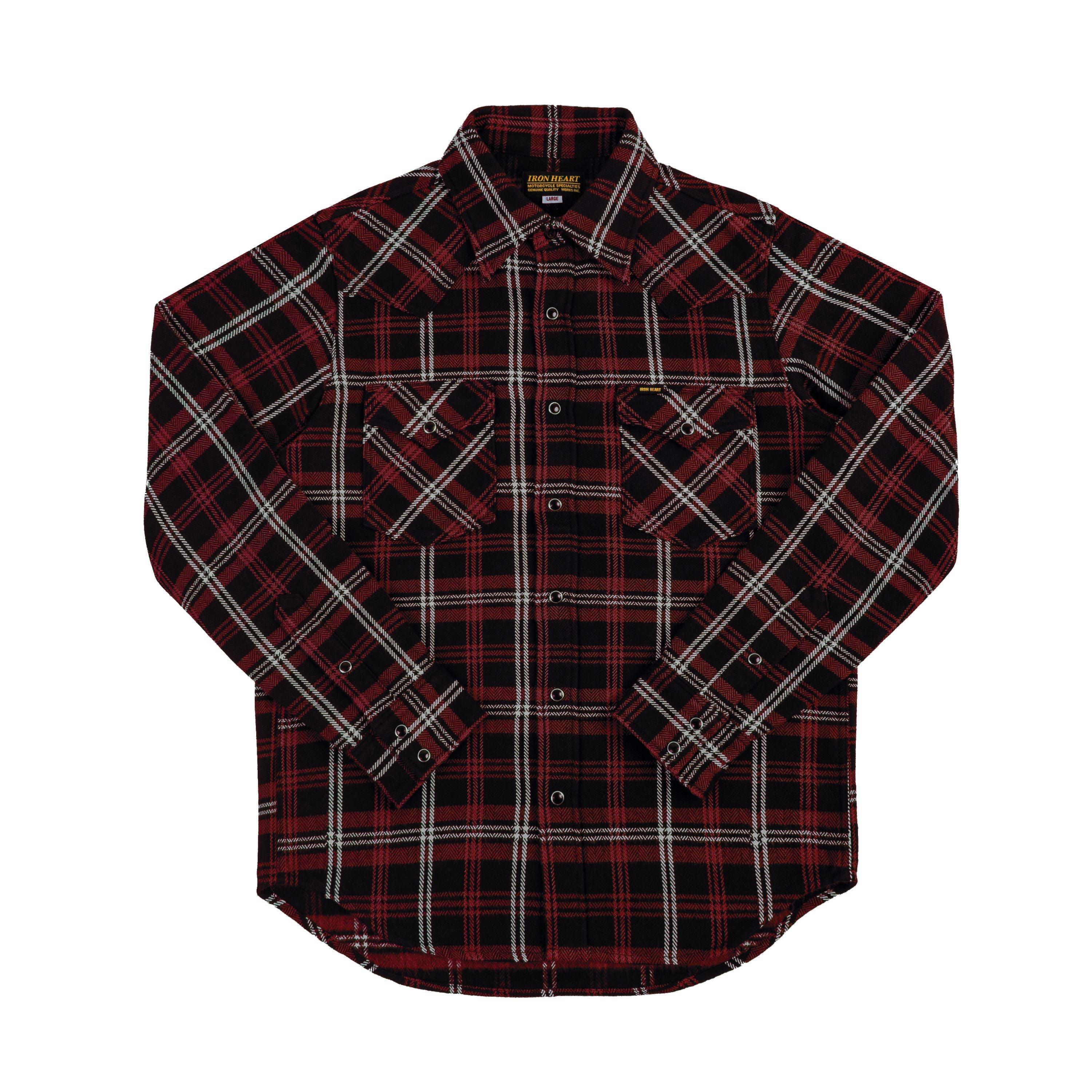 IHSH-IHG-BLK 12oz Slubby Heavy Flannel Check Western Shirt