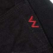 Image showing the IH-634S-142bb - 14oz Selvedge Denim Straight Cut Jeans Black/Black which is a Jeans described by the following info 634, Bottoms, Iron Heart, Jeans, Released, Straight and sold on the IRON HEART GERMANY online store