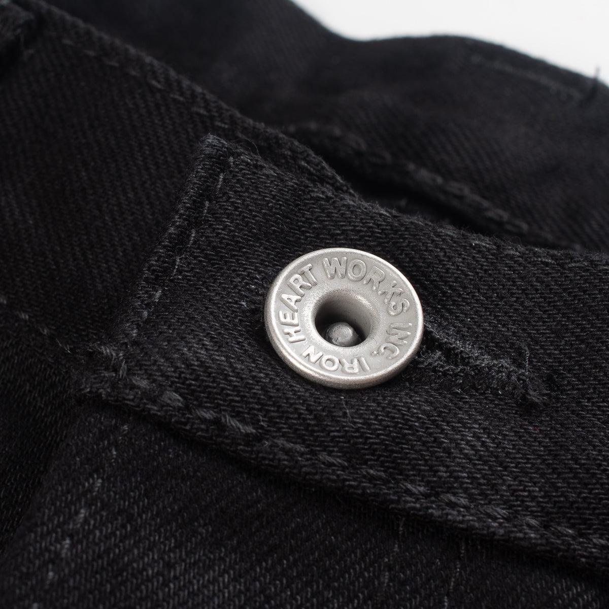 Image showing the IH-634S-142bb - 14oz Selvedge Denim Straight Cut Jeans Black/Black which is a Jeans described by the following info 634, Bottoms, Iron Heart, Jeans, Released, Straight and sold on the IRON HEART GERMANY online store