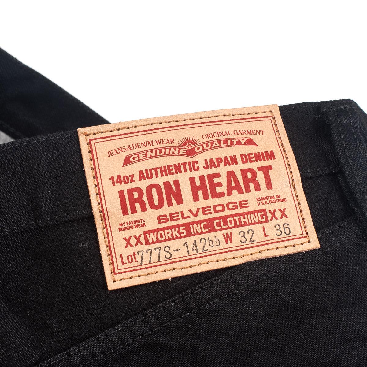 Image showing the IH-777S-142bb - 14oz Selvedge Denim Slim Tapered Jeans - Black/Black which is a Jeans described by the following info 777, Back In, Bottoms, Iron Heart, Jeans, Released, Slim, Tappered and sold on the IRON HEART GERMANY online store