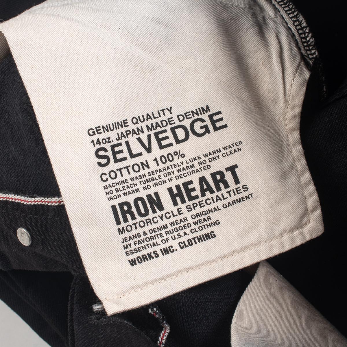 Image showing the IH-777S-142bb - 14oz Selvedge Denim Slim Tapered Jeans - Black/Black which is a Jeans described by the following info 777, Back In, Bottoms, Iron Heart, Jeans, Released, Slim, Tappered and sold on the IRON HEART GERMANY online store