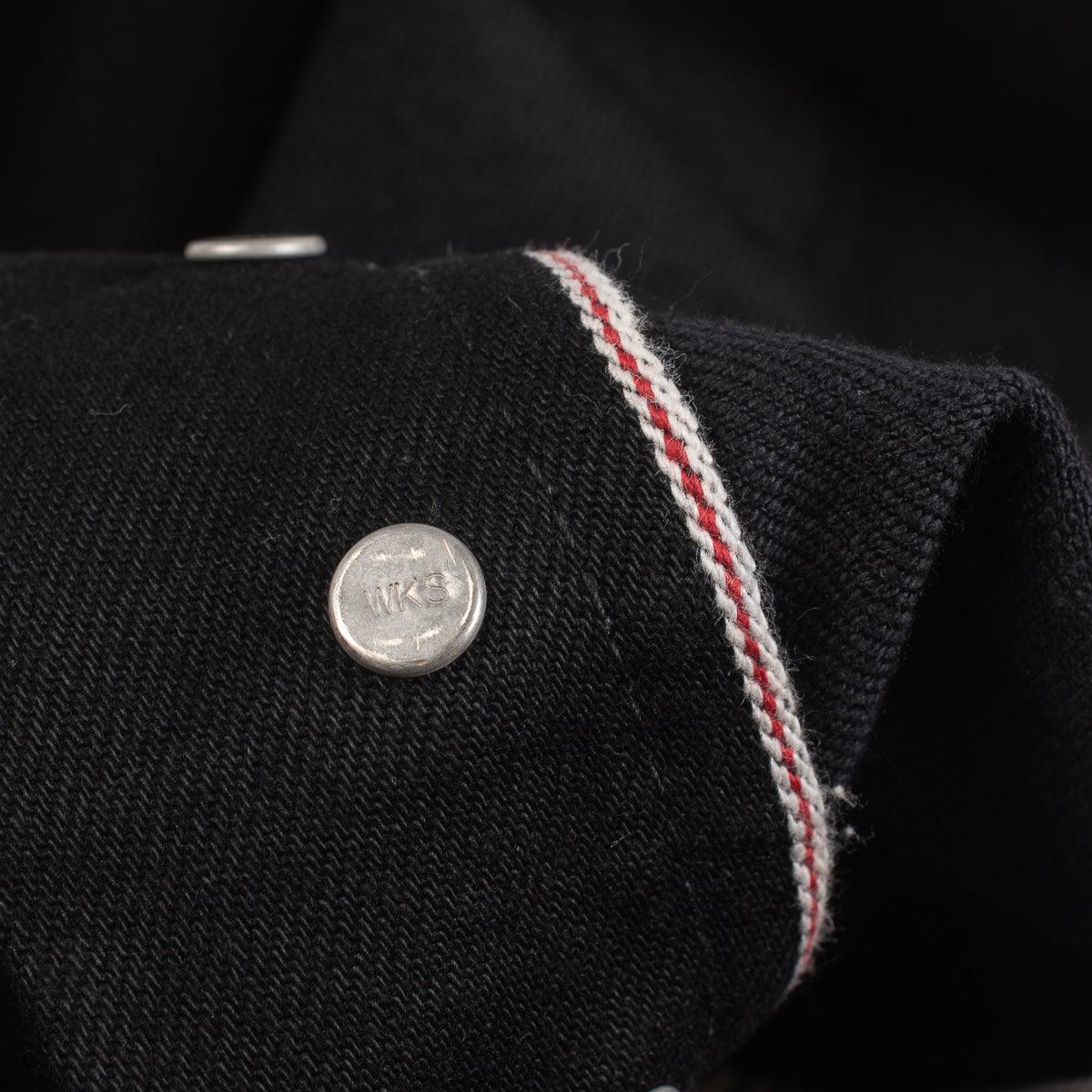 Image showing the IH-777S-142bb - 14oz Selvedge Denim Slim Tapered Jeans - Black/Black which is a Jeans described by the following info 777, Back In, Bottoms, Iron Heart, Jeans, Released, Slim, Tappered and sold on the IRON HEART GERMANY online store