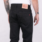 Image showing the IH-634S-142bb - 14oz Selvedge Denim Straight Cut Jeans Black/Black which is a Jeans described by the following info 634, Bottoms, Iron Heart, Jeans, Released, Straight and sold on the IRON HEART GERMANY online store