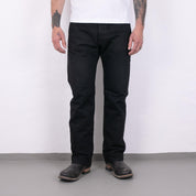 Image showing the IH-634S-142bb - 14oz Selvedge Denim Straight Cut Jeans Black/Black which is a Jeans described by the following info 634, Bottoms, Iron Heart, Jeans, Released, Straight and sold on the IRON HEART GERMANY online store