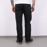 Image showing the IH-634S-142bb - 14oz Selvedge Denim Straight Cut Jeans Black/Black which is a Jeans described by the following info 634, Bottoms, Iron Heart, Jeans, Released, Straight and sold on the IRON HEART GERMANY online store