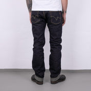 Image showing the IH-666S-19L - 19oz Left Hand Twill Selvedge Denim Slim Straight Cut Jeans Indigo which is a Jeans described by the following info 666, Bottoms, IHSALE_M23, Iron Heart, Jeans, Released, Straight and sold on the IRON HEART GERMANY online store