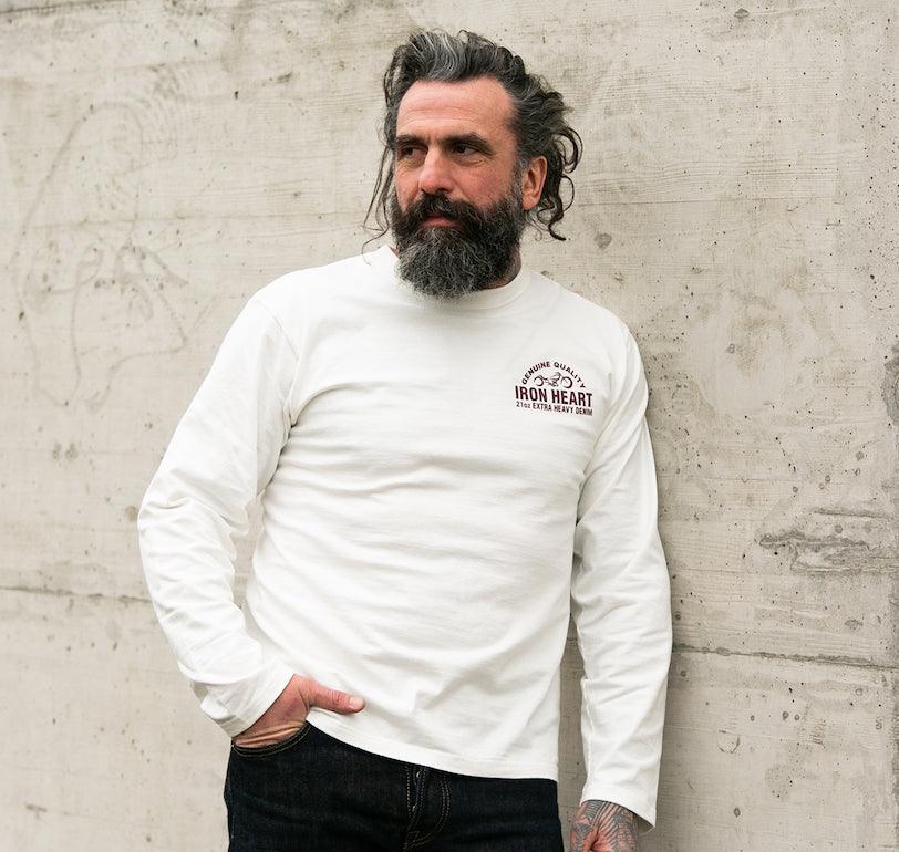 IHTL2302WHT 7.5oz Printed Loopwheel Crew Neck Long Sleeved TShirt