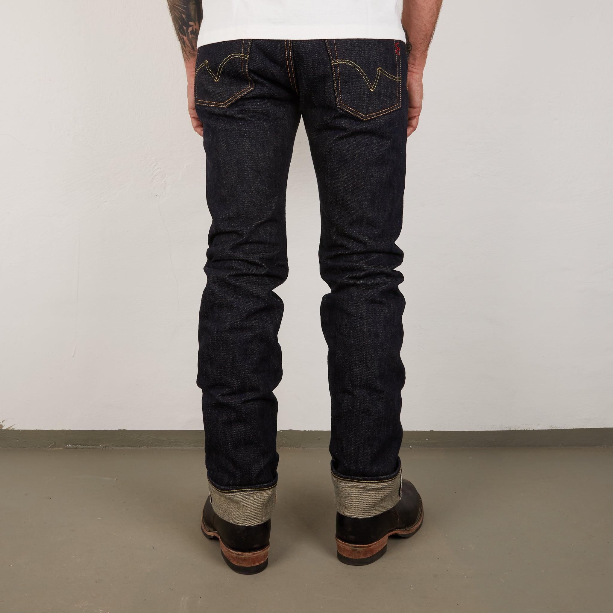 Image showing the IH-666S-21 - 21oz Selvedge Denim Slim Straight Cut Jeans Indigo which is a Jeans described by the following info 666, Back In, Bottoms, Iron Heart, Jeans, Released, Slim, Straight and sold on the IRON HEART GERMANY online store