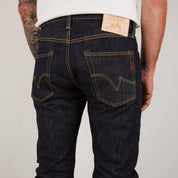 Image showing the IH-666S-21 - 21oz Selvedge Denim Slim Straight Cut Jeans Indigo which is a Jeans described by the following info 666, Back In, Bottoms, Iron Heart, Jeans, Released, Slim, Straight and sold on the IRON HEART GERMANY online store